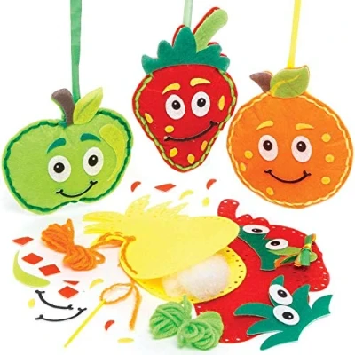 Abbildung von Baker Ross FE477 Obst Näh Dekorationssets 4 Stück, Nähset für Kinder, kreative Aktivitäten ideales Kunst und Bastelprojekt