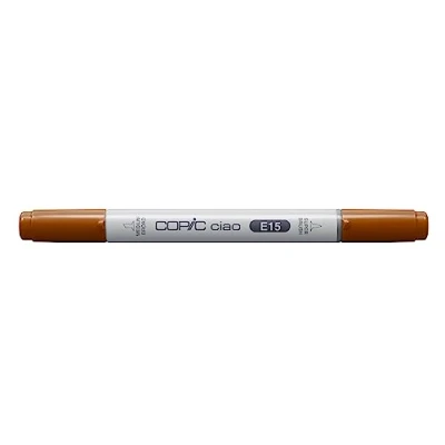 Abbildung von COPIC Ciao Marker Typ E 15, Dark Suntan, vielseitiger Layoutmarker, mit einer mittelbreiten und Brush Spitze
