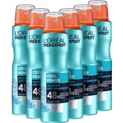 Abbildung von L&#039;ORÉAL PARIS MEN EXPERT Deo Spray Cool Power 48h, Packung, 6 tlg.