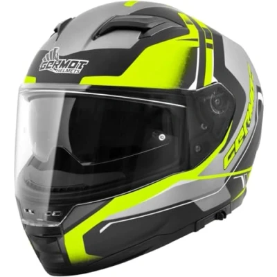 Abbildung von Germot GM 350 Integralhelm matt schwarz Fluo gelb ECE 22.06 mit Sonnenblende, XXL 63/64
