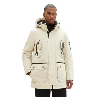 Abbildung von TOM TAILOR Herren 1037356 Winterparka mit Abnehmbarer Kapuze, 26199 beige Alfalfa, XL