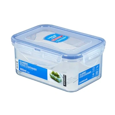 Abbildung von LocknLock PP Classic Vorratsdose, 600ml, 100 % luft und wasserdicht, Cleveres 4fach Verschluss System, Frischhaltedose für Kühlschrank Gefrierfach, Aufbewahrungsbox mit Deckel Lebensmittel