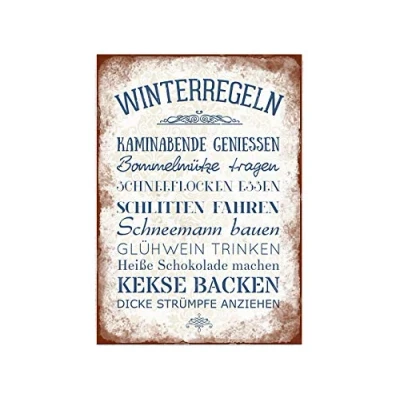 Abbildung von Interluxe Wandtafel Winterregeln A4 200x280mm Dicke: 10mm Schild Spruch Geschenk