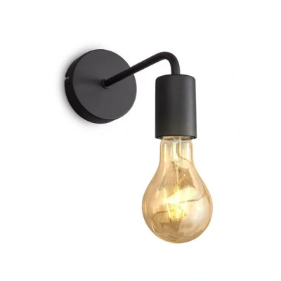 Abbildung von B.K.Licht Wandleuchte Wandlampe Vintage Industrial Design Rund E27 Stahl BKL1376, ohne Leuchtmittel, Matt Schwarz Wohnzimmer Schlafzimmer Flur