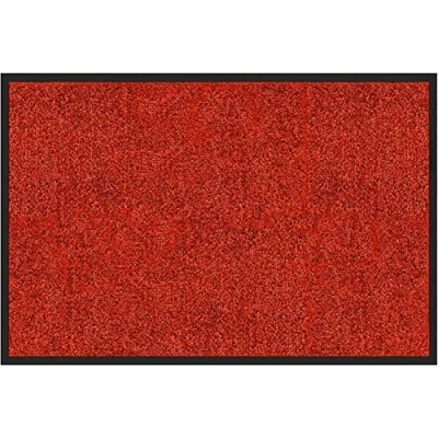 Abbildung von etm Hochwertige Fußmatte schadstoffgeprüft bewährte Eingangsmatte in Gewerbe &amp; Haushalt Schmutzfangmatte mit Top Reinigungswirkung Sauberlaufmatte waschbar rutschfest (120x300 cm, Rot)