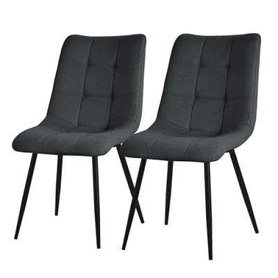Abbildung von ML Design Esszimmerstühle 2er Set Anthrazit, Wohnzimmerstühle mit Stoffbezug, Schwarze Metallbeine, Küchenstühle Rückenlehne, Polsterstühle für Esszimmer Wohnzimmer Küche Büro, Gepolsterte Sessel