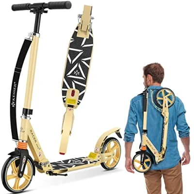 Abbildung von KESSER® Cityroller Scooter 205mm Räder PU Big Wheel Pro S Tretroller mit Doppel Federung, City Roller klappbar und Höhenverstellbar, Kickscooter für Erwachsene Kinder, Creme
