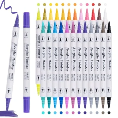 Abbildung von Carehabi Acrylstifte 24 Farben Acrylfarben Stifte Wasserfeste Acrylic Paint Marker für Glas Holz Leinwand Keramik Weihnachten Basteln Ostern DIY Kunsthandwerk machen