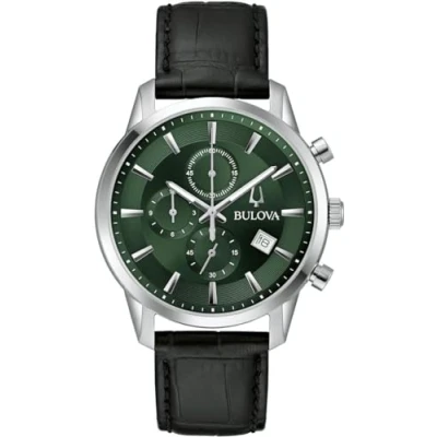 Abbildung von Bulova Herren Analog Classic Uhr mit Leder Armband 96B413