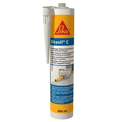 Abbildung von Sikasil C, Neutralvernetzender Silicondichtstoff für Sanitär und Baufugen, 300ml, weiss