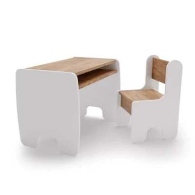 Abbildung von KOBI Set Tisch + 2 Stühle Für Kinderzimmer Kinder Mädchen und Jungen Maltisch Kindertisch (Tisch 1 Stuhl weiß/goldene Eiche)