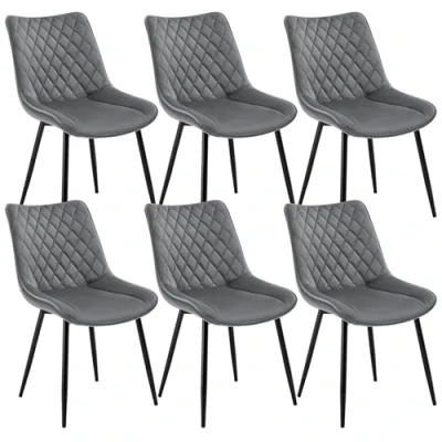 Abbildung von WOLTU Esszimmerstühle 6er Set, Küchenstühle, Wohnzimmerstühle, Polsterstühle mit Rückenlehne, für Esszimmer, Küche, Wohnzimmer, Büro, Sitzfläche aus Samt, Metallbeine, Dunkelgrau BH209dgr 6