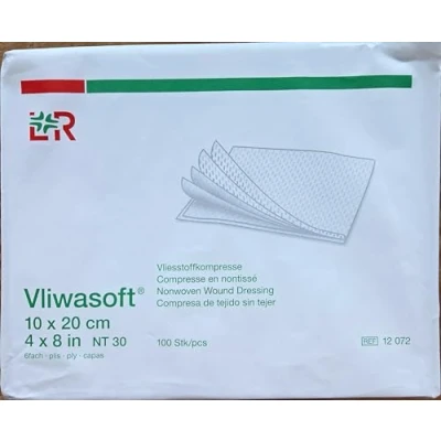 Abbildung von Vliwasoft Vlieskompressen 10x20 cm unsteril 4l.