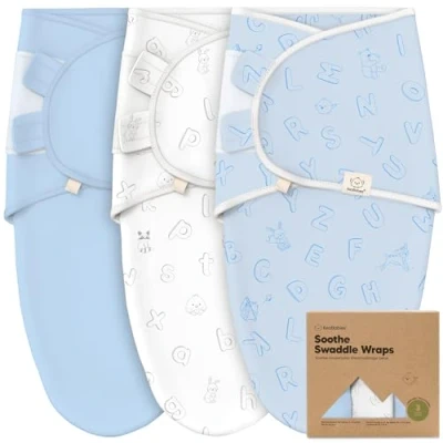 Abbildung von KeaBabies 3 Pack Bio Baby Schlafsack zum Pucken Ergonomische Pucksack 0 6 Monate, Babyschlafsack Neugeborene, Pucktuch Baby, Puck Pucksack, Wickeldecke (ABC Land Cloud, L)