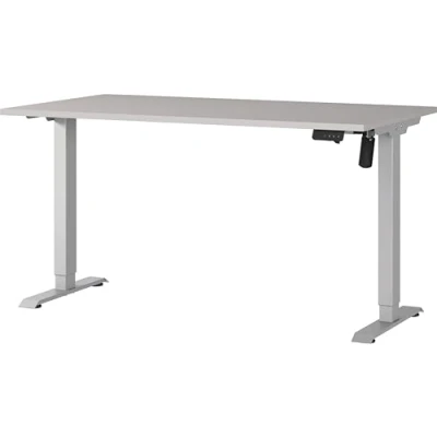 Abbildung von Germania Schreibtisch 8023 643, in Kaschmir/Silber, elektr. höhenverstellbar, 140 x 119 80 cm (BxHxT)