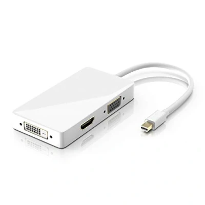 Abbildung von CSL 4k 3in1 Mini Displayport 1.2 zu HDMI VGA oder DVI Adapter 3840x2160 UHD 2160p kompatibel mit PC MAC Apple ASUS Dell Google Lenovo HP Toshiba Video und Audio Übertragung Weiss