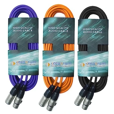Abbildung von keepdrum Mikrofonkabel XLR 10m Lila Orange Schwarz 3 Stück
