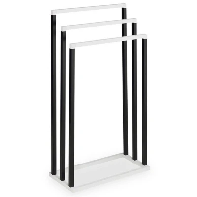 Abbildung von IDIMEX Handtuchständer KUNO, freistehend aus Metall mit 3 Handtuchstangen schwarz/w