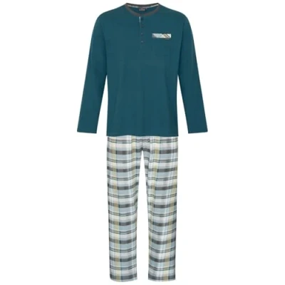 Abbildung von LAROG Schlafanzug Pyjama chesapeake bay / checks (2 tlg) mit Knopfleiste und aufgesetzter Brusttasche
