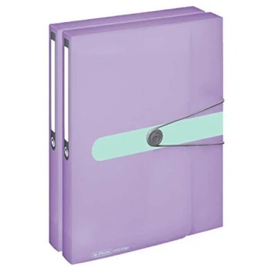 Abbildung von Herlitz Sammelbox, A4, PP Folie, Gummizug mit Verschlussknopf, Pastell transparent (Flieder / 2er Pack)