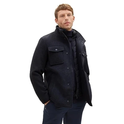 Abbildung von TOM Tailor 2IN1 Winterjacke, Herren, Größe: XXL, Navy blue structure