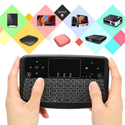Abbildung von Dpofirs Wireless Tastatur, Multimedia Tastatur mit Touchpad, Maus, Steuertasten, PC Game LED Hintergrundbeleuchtung für PC, Laptop, HTPC, Android TV