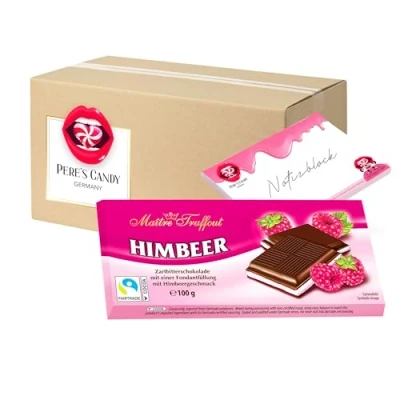 Abbildung von 5 x Maître Truffout Cremeschokolade Himbeere Tafel 100g mit Geschenk von Pere&#039;s Candy