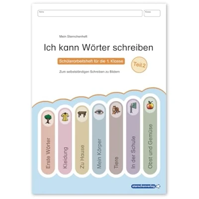 Abbildung von Ich kann Wörter schreiben Teil 2: Mein Sternchenheft Schülerarbeitsheft für die 1. Klasse zum selbstständigen zu Bildern