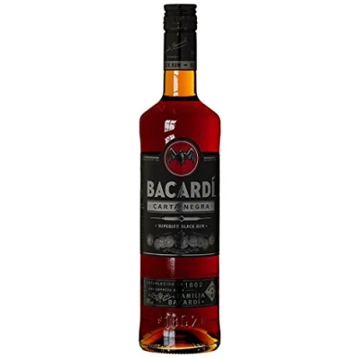 Abbildung von BACARDÍ Carta Negra Superior Black Rum, 37,5% Vol., 100 cl/1L, legendärer dunkler Karibik perfekt für tropische Cocktails