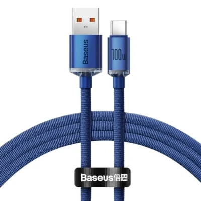 Abbildung von Baseus Crystal Shine Series USB Kabel für schnelles Laden und Datenübertragung Typ A C 100W 1,2m blau (CAJY000403)