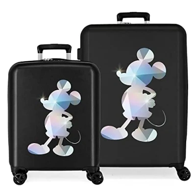 Abbildung von Disney 100 Special Shine Mickey Silver Kofferset Schwarz 55/70 cm Starres ABS Integriertes TSA Schloss 119L 6,8 kg 4 Doppelrollen Handgepäck