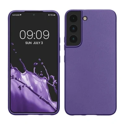 Abbildung von kwmobile Case kompatibel mit Samsung Galaxy S22 Hülle Schutzhülle aus Silikon metallisch schimmernd Handyhülle Metallic Blauviolett
