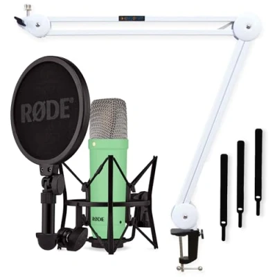 Abbildung von Rode NT1 Signature Green Studio Mikrofon Grün + keepdrum MS138 Gelenkarm Stativ Weiss