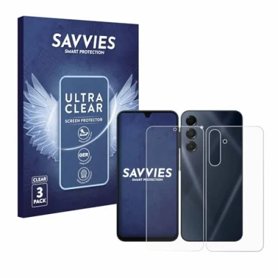Abbildung von Savvies 6 Stück Schutzfolie für Samsung Galaxy A16 5G (Display+Rückseite) Displayschutz Folie Ultra Transparent