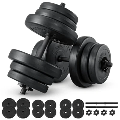 Abbildung von ArtSport 2er Hantelset 40kg Kurzhantel Set mit 2 Kurzhanteln, 12 Gewichte/Hantelscheiben und Sternverschlüsse Krafttraining Kurzhantelset Hantel