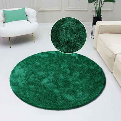 Abbildung von Bruno Banani Hochflor Teppich &quot;Dana Teppich, leichter Glanz&quot;, rund, unifarben, Mikrofaser Teppiche, Wohnzimmer, Schlafzimmer, Esszimmer