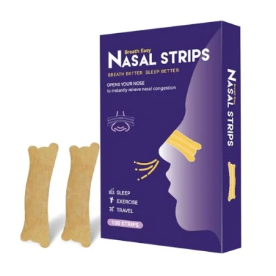 Abbildung von 100 Stück Nasenpflaster,Anti Schnarch Nose Strips,Premium Strips,Effektive Nasenpflaster Schnarchen,Besser Atmen Bei Verstopfter Nase,für Eine Bessere Schlafqualität