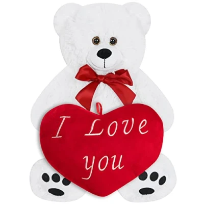 Abbildung von monzana Kuscheltier, Teddybär Herzkissen 50cm Braun Weich Dichtes Fell Schleife Tatzen