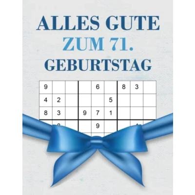 Abbildung von Alles gute zum 71 Geburtstag: Geburtstagsgeschenk für Männer Jahre, Sudoku Buch Geschenk mit 80 Rätseln von leicht bis schwer Lösungen, jährigen Mann