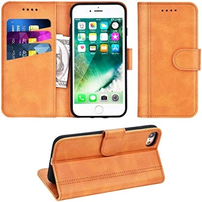 Abbildung von Adicase iPhone 7 Hülle Leder Wallet Tasche Flip Case Handyhülle Schutzhülle für Apple 7/8 4,7 Zoll (Braun)