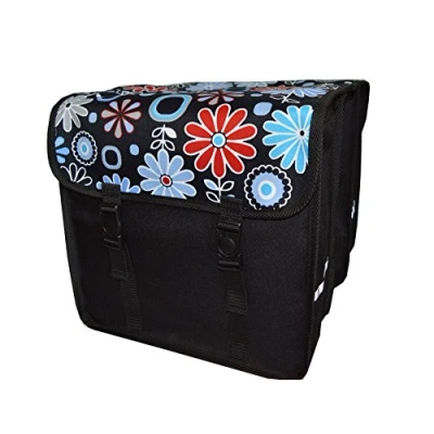 Abbildung von Aves 24 FAHRRADTASCHE Satteltasche Gepäckträgertasche Doppel Fahrrad 26&quot; 28&quot;, 15. Duo Blumen (blau)