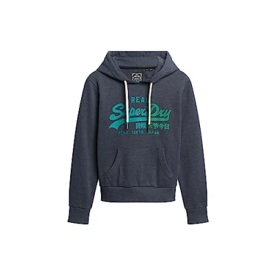 Abbildung von Superdry Tonal Vintage LOGO Graphic Kapuzenpullover, Damen, Größe: 38, Indigo marl