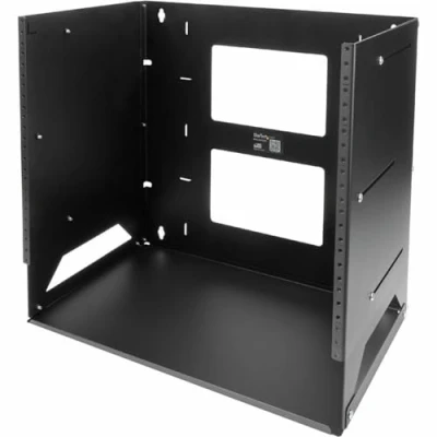 Abbildung von StarTech.com 2 Pfosten 8HE Open Frame Wandmontage Netzwerk Rack mit Fachboden, Daten Einstellbarer Tiefe für AV/Computer/IT Geräte, TAA konformes Serverrack (WALLSHELF8U)