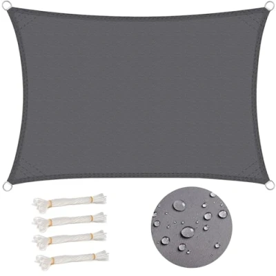 Abbildung von WOLTU Sonnensegel Rechteck 4x5m Grau wasserabweisend Sonnenschutz Polyester Windschutz mit UV Schutz für Garten Terrasse Camping