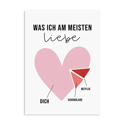 Abbildung von Nastami Valentinskarte Postkarte Valentinstag Karte Liebe Jahrestag Geschenk (Netflix, Schokolade, Dich)