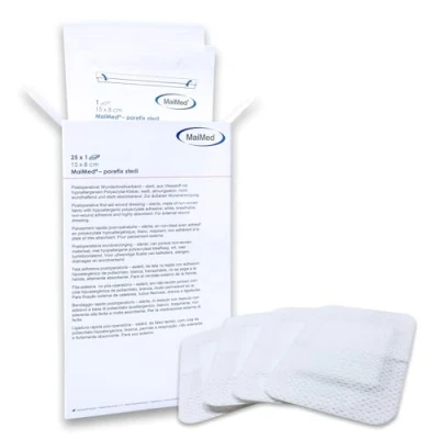 Abbildung von 25 Stück Wundpflaster steril 15x8 steriler Wundverband Pflaster sensitiv Wundauflage nicht haftend 10x5 cm Saugstark &amp; Hautfreundlich Akute Wundversorgung und postoperatives