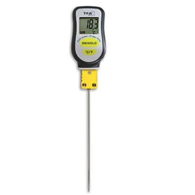 Abbildung von TFA Dostmann Digitales Einstichthermometer, 31.1063.01, ideal für Flüssigkeiten, Laboranwendungen, extra dünnner Spitze, hohe Genauigkeit, weiß