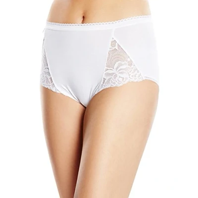 Abbildung von Playtex Damen Midi Feminine Baumwolle und Spitze x2 Slip, Weiss, M