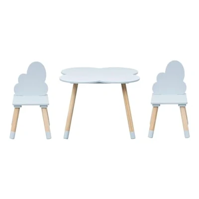 Abbildung von Rebecca Mobili Set Tisch und Stühle für Kinder, Kinderzimmer, hellblau, braun, MDF, Kiefer, Spielzimmer, Kindergarten Maße: 44 x 60 cm / 50 25 Art. RE7141