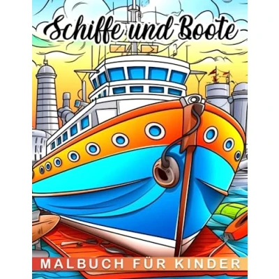 Abbildung von Malbuch für Schiffe und Boote Kinder: 30 Ausmalbilder mit Wasserfahrzeug Thema Kinder Entspannung. Perfekte Geschenkidee.